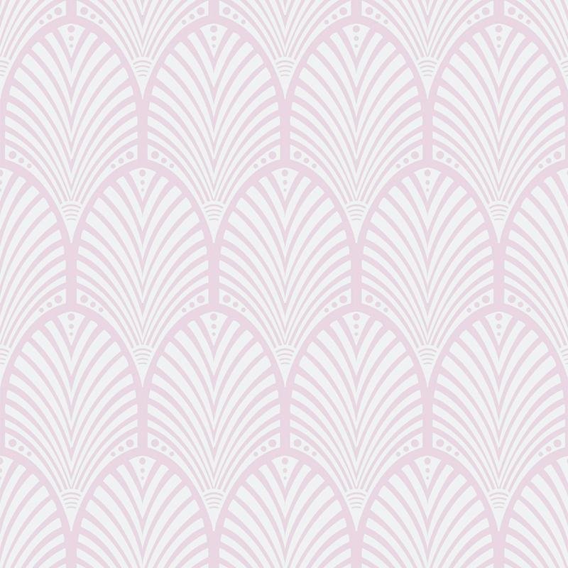 Blush pink art deco fan wallpaper pattern from the suite